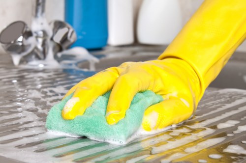 Local carpet cleaning service treating hallway traffic marks in SW16